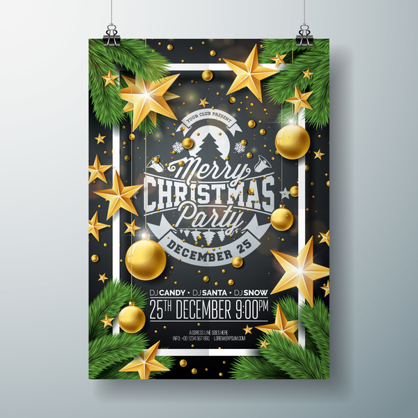 Set of christmas music party flyer with poster template vector 07 free ...