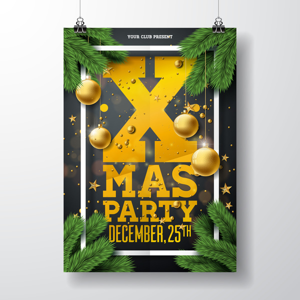 Set of christmas music party flyer with poster template vector 08