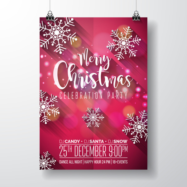 Set of christmas music party flyer with poster template vector 09