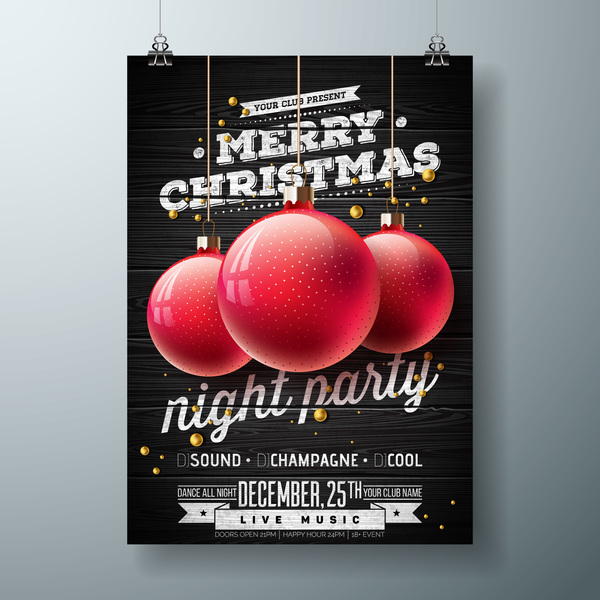 Set of christmas music party flyer with poster template vector 10