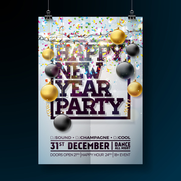 Set of christmas music party flyer with poster template vector 12