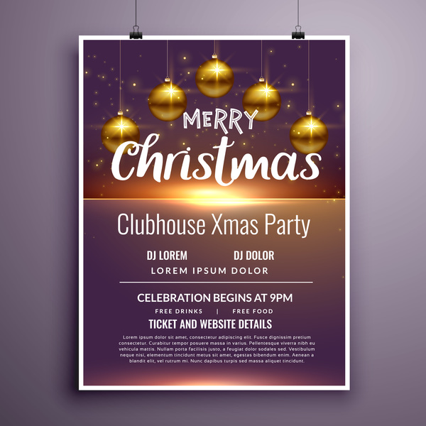 Set of christmas music party flyer with poster template vector 15