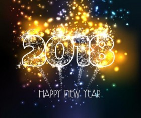 Shiny firework 2018 new year background vector