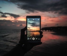 Shooting natural scenery smartphone Stock Photo