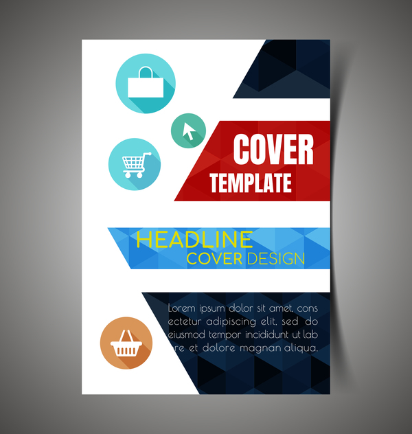 Shopping flyer with brochure cover template vector 06