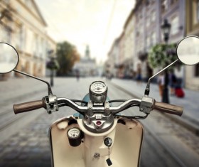 Small motorbike close-up on the street Stock Photo