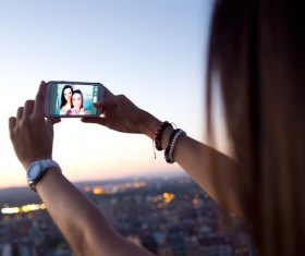 Smart phone video call Stock Photo