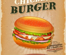 Snack poster chicken burger vector