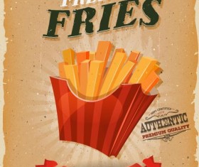 Snack poster french fries retro vector