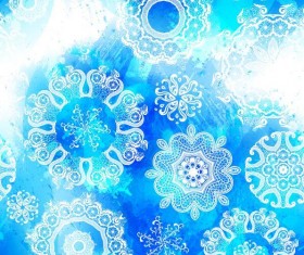 Snow floral pattern with grunge background vector