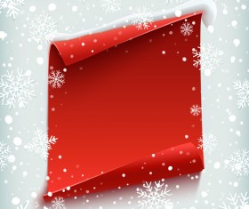 Snowflake background with blank red paper vector