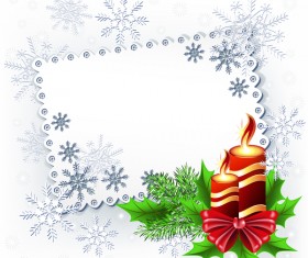 Snowflake christmas card with holly vector 01