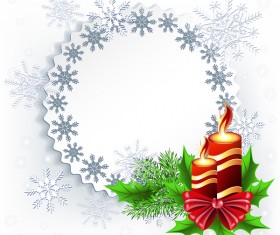 Snowflake christmas card with holly vector 02