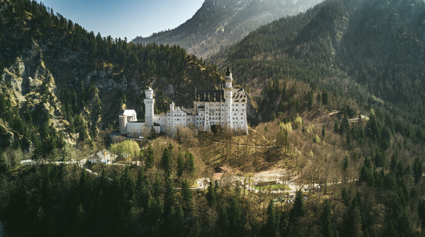 Splendid castle on mountain landscape Stock Photo