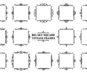 Square vintage frames vector set