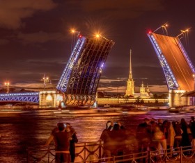 St Petersburg city night scene Stock Photo