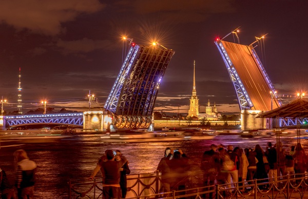 St Petersburg city night scene Stock Photo