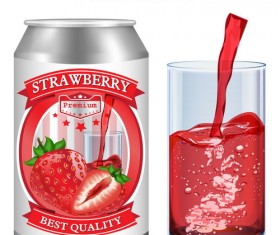 Strawberry juice labels design vector 02
