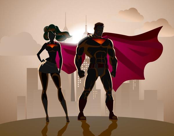 Superman and woman design vector 02