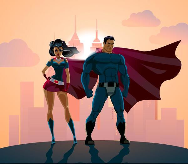 Superman and woman design vector 03