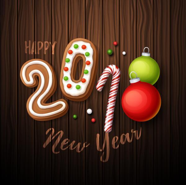 Sweet with 2018 new year background design vector