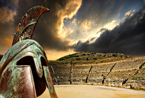 The ancient Rome arena in the helmet Stock Photo