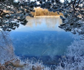 The lake beautiful rime Stock Photo 01