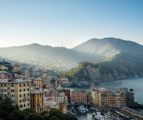 Tourist paradise seaside town Camogli Stock Photo 01