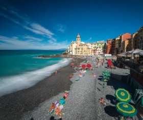 Tourist paradise seaside town Camogli Stock Photo 02