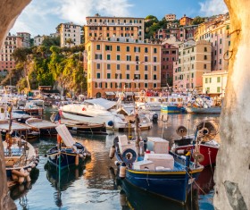 Tourist paradise seaside town Camogli Stock Photo 04
