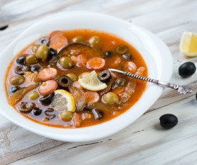 Traditional Tasty Russian Soljanka Soup Stock Photo 03
