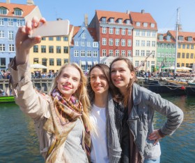 Travel selfie girl Stock Photo
