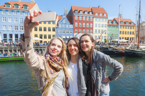 Travel selfie girl Stock Photo