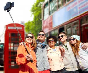 Traveling People using smartphone selfie Stock Photo 03