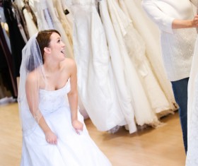 Try on bridal wedding dress Stock Photo 03