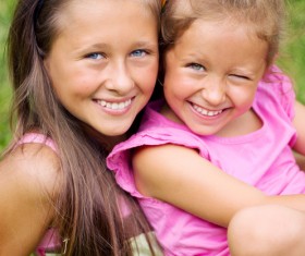 Two smiling little girls Stock Photo