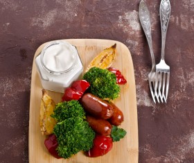 Vegetable sausage on a cutting board Stock Photo 01