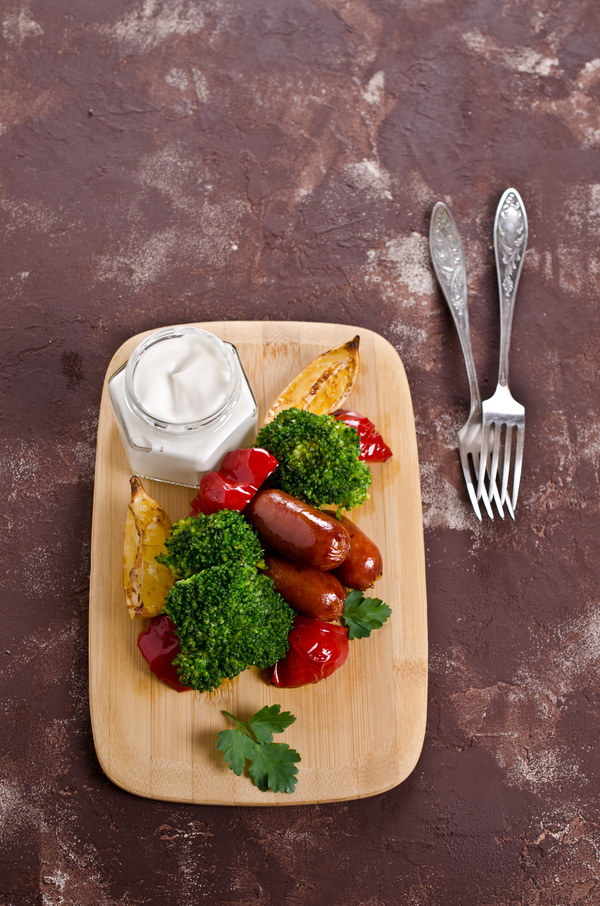 Vegetable sausage on a cutting board Stock Photo 01