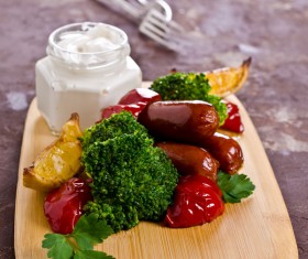 Vegetable sausage on a cutting board Stock Photo 02