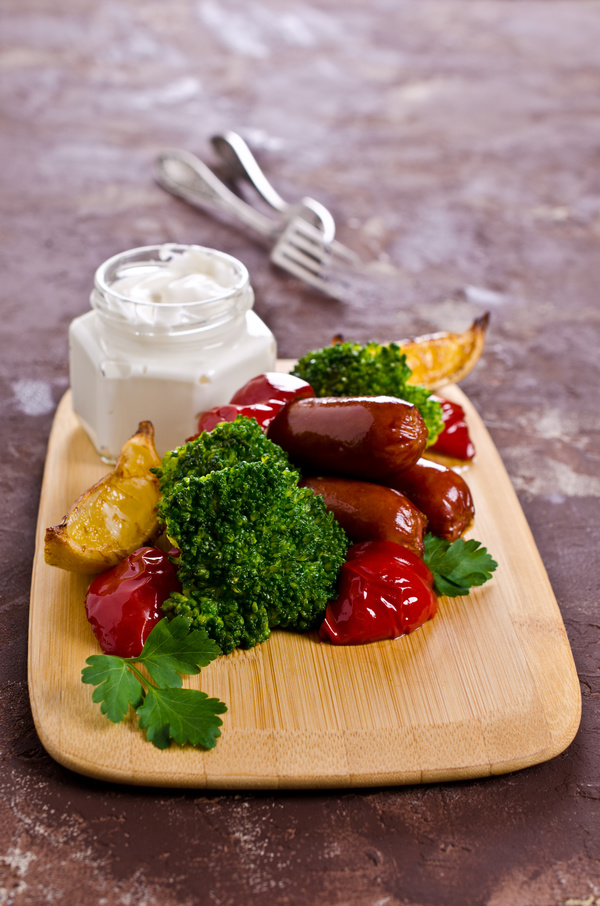 Vegetable sausage on a cutting board Stock Photo 02