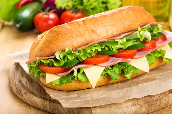 Vegetable sausage sandwich Stock Photo