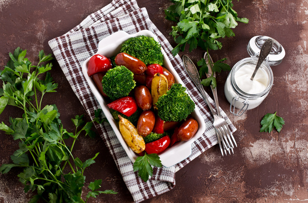 Vegetables with sausage Stock Photo 01