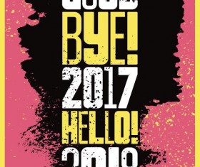 Vintage 2018 new year vector template