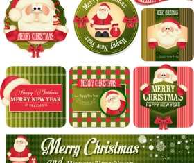Vintage christmas labels with badge and banner vector