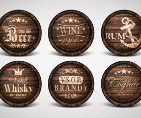 Vintage covers casks labels vector 04