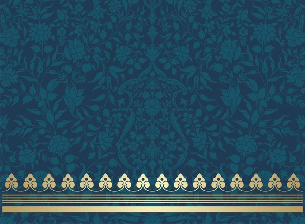 Vintage decorative pattern with floral seamless border vector 01