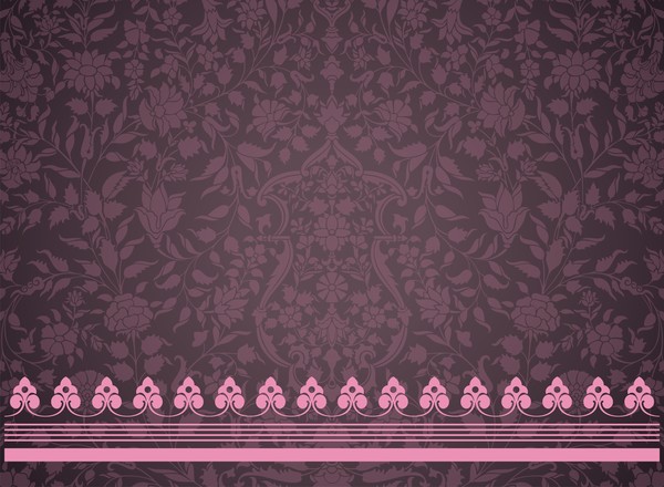 Vintage decorative pattern with floral seamless border vector 03
