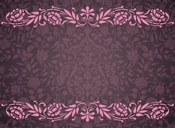 Vintage decorative pattern with floral seamless border vector 05
