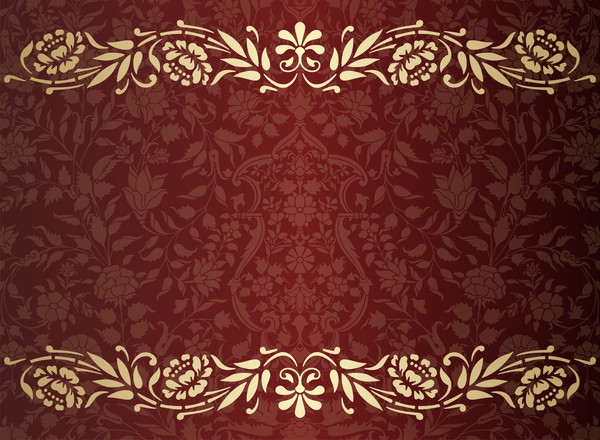 Vintage decorative pattern with floral seamless border vector 07