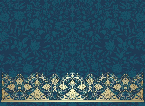 Vintage decorative pattern with floral seamless border vector 08